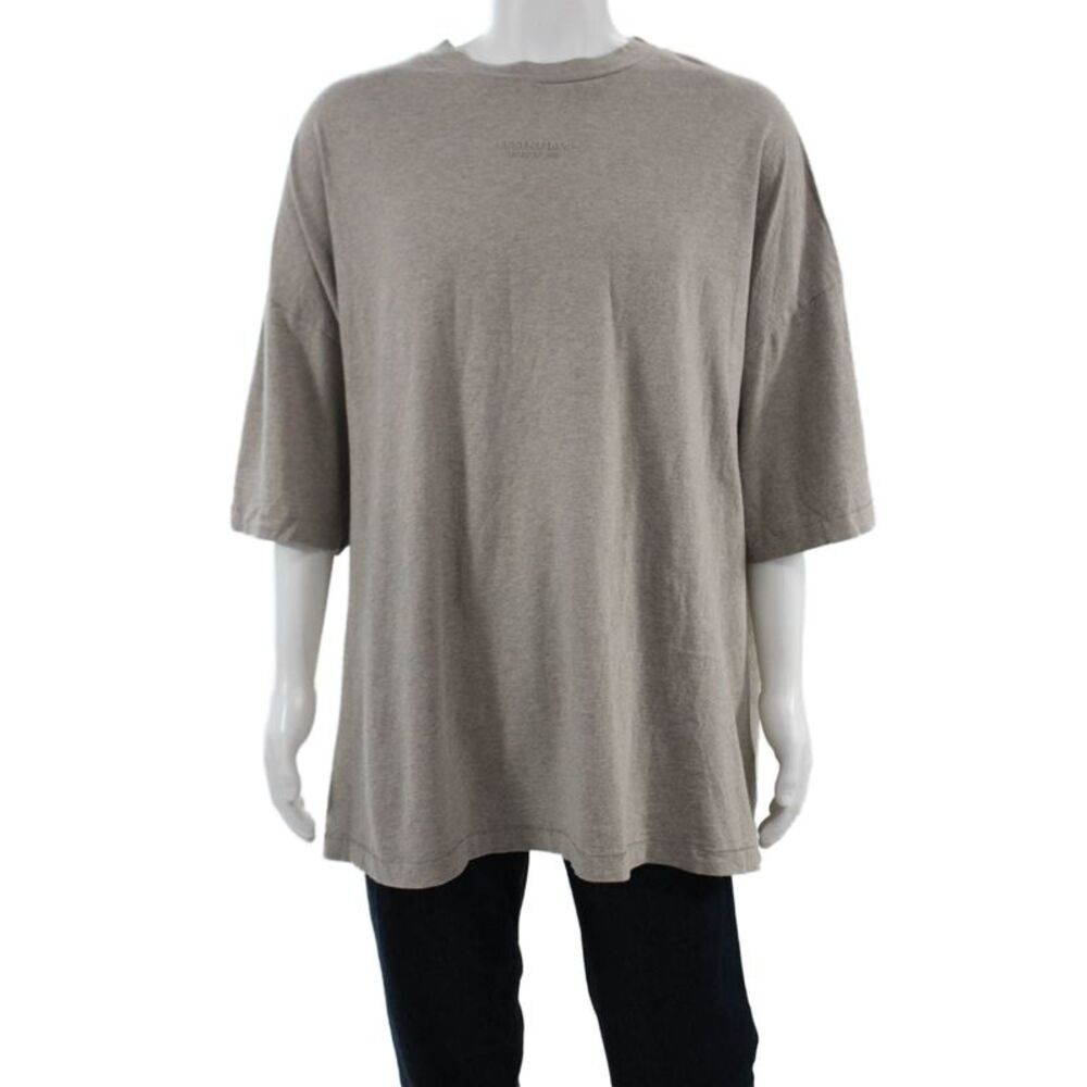 Essentials Mens Gray 3/4 Sleeve Crew Neck Cotton T-Shirt Solid Fall Size XL